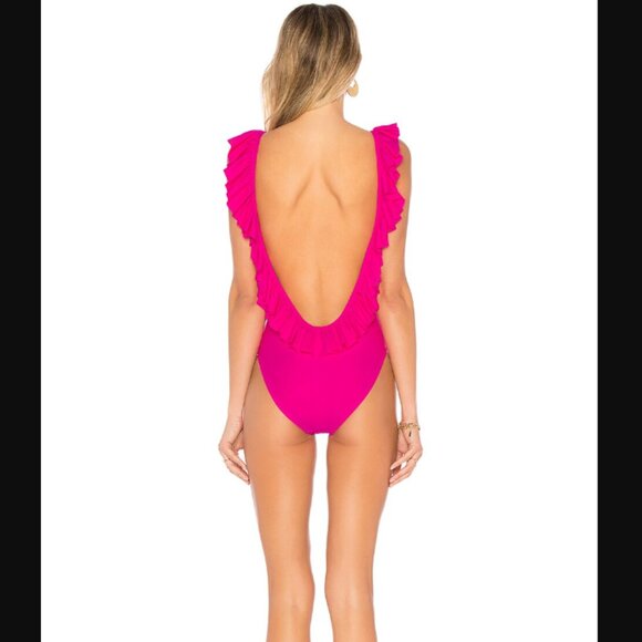 Lovers + Friends Pink Ruffle One Piece Swimsuit - Picture 3 of 9